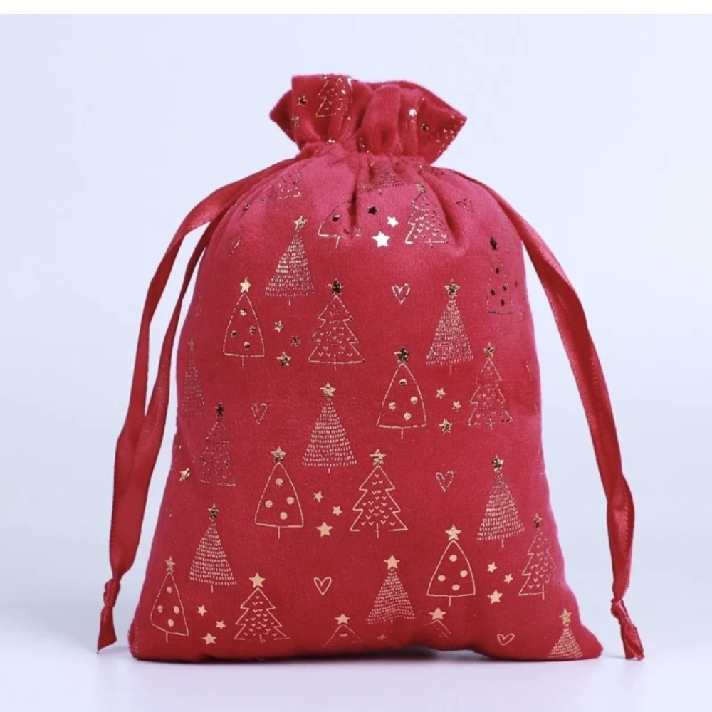 6 Assorted Red Drawstring Bags